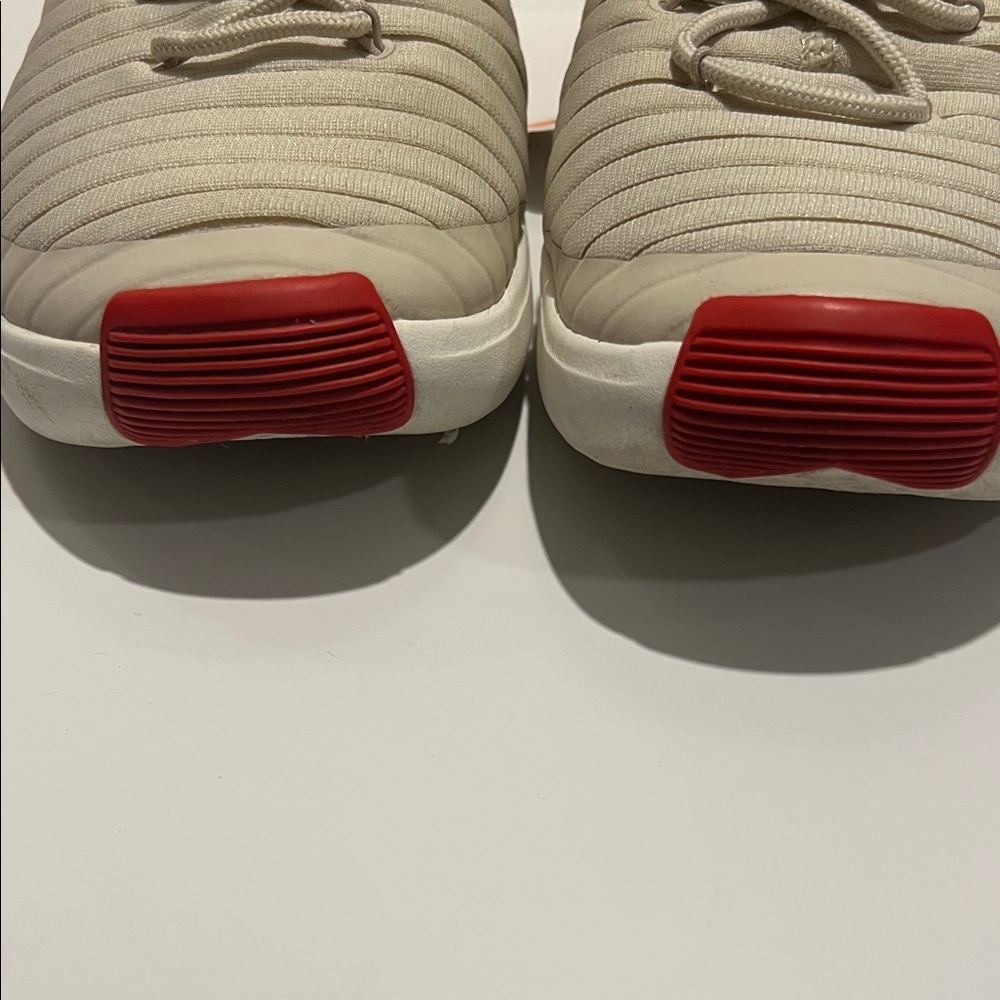 Men's Beige and Red Athletic Sneakers
